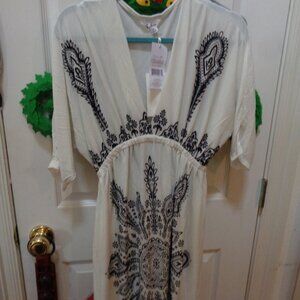 5th & Love Woman's Cream Black Cover Up Dress Tunic XL NWT